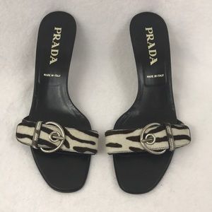 Prada Zebra Stripe Kitten Heel Sandals
